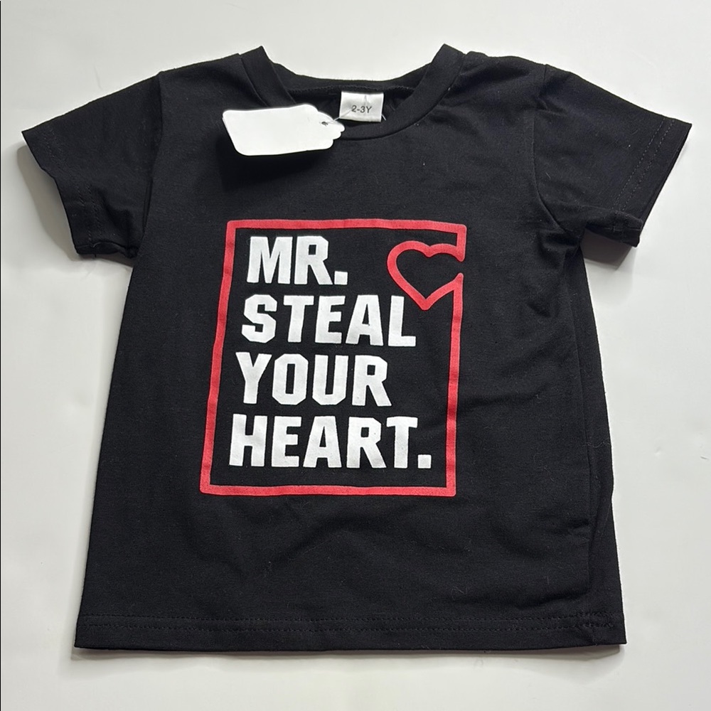 Black Kids T-Shirt with Red and White Print
